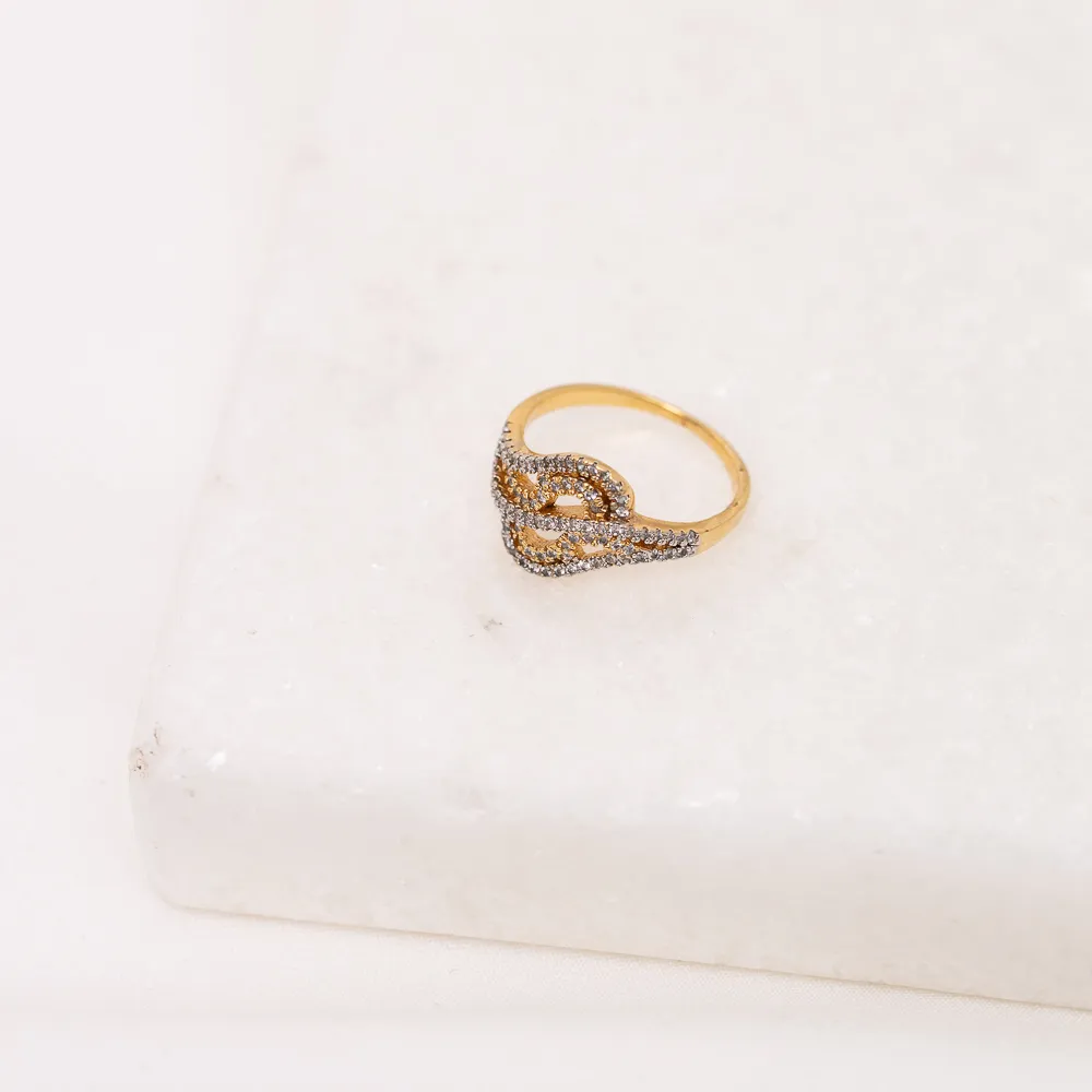 ANEL  ZIRCÔNIA COM RÓDIO BRANCO E DOURADO BANHO OURO 18K