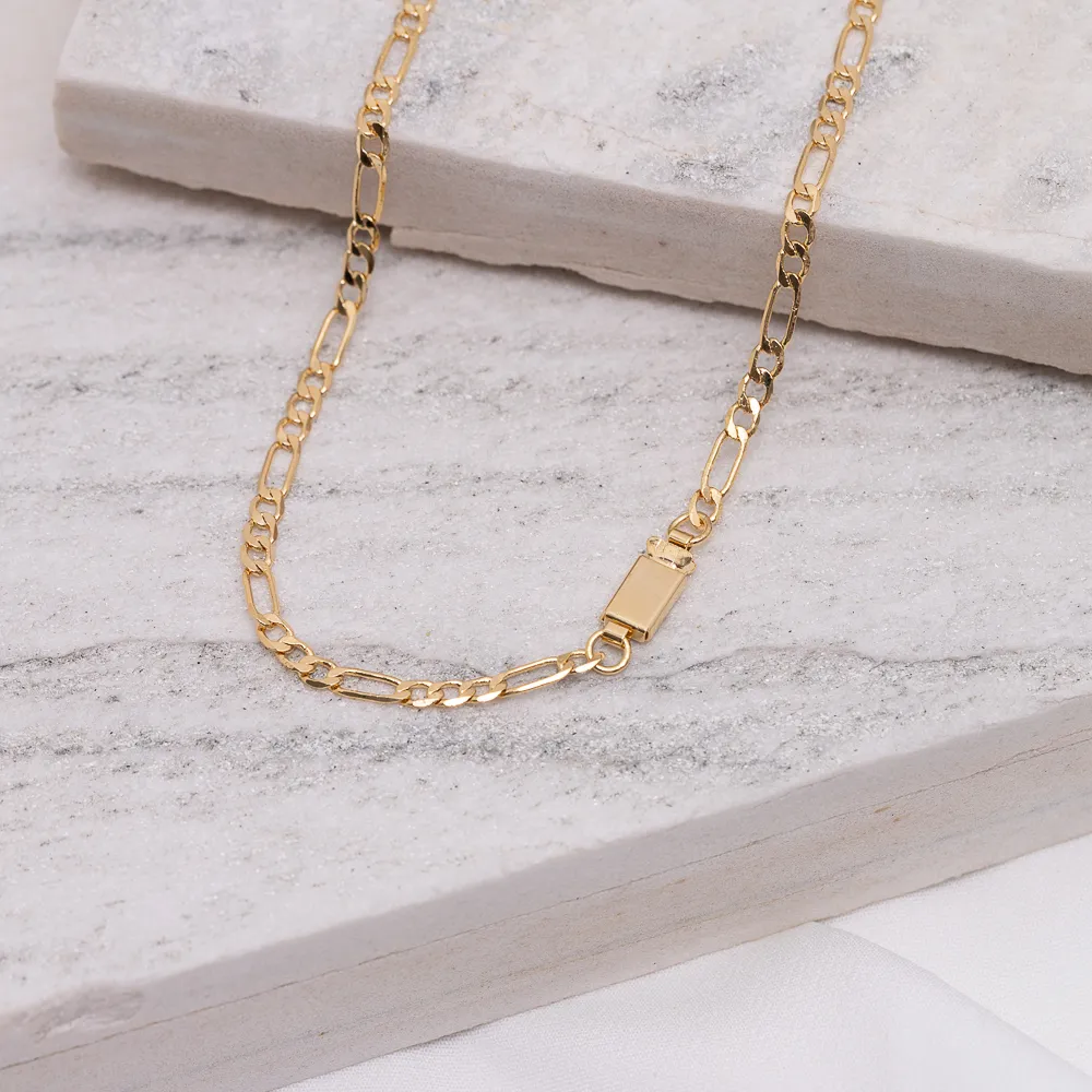 CORRENTE MASCULINA 3 EM 1 FINA BANHO OURO 18K