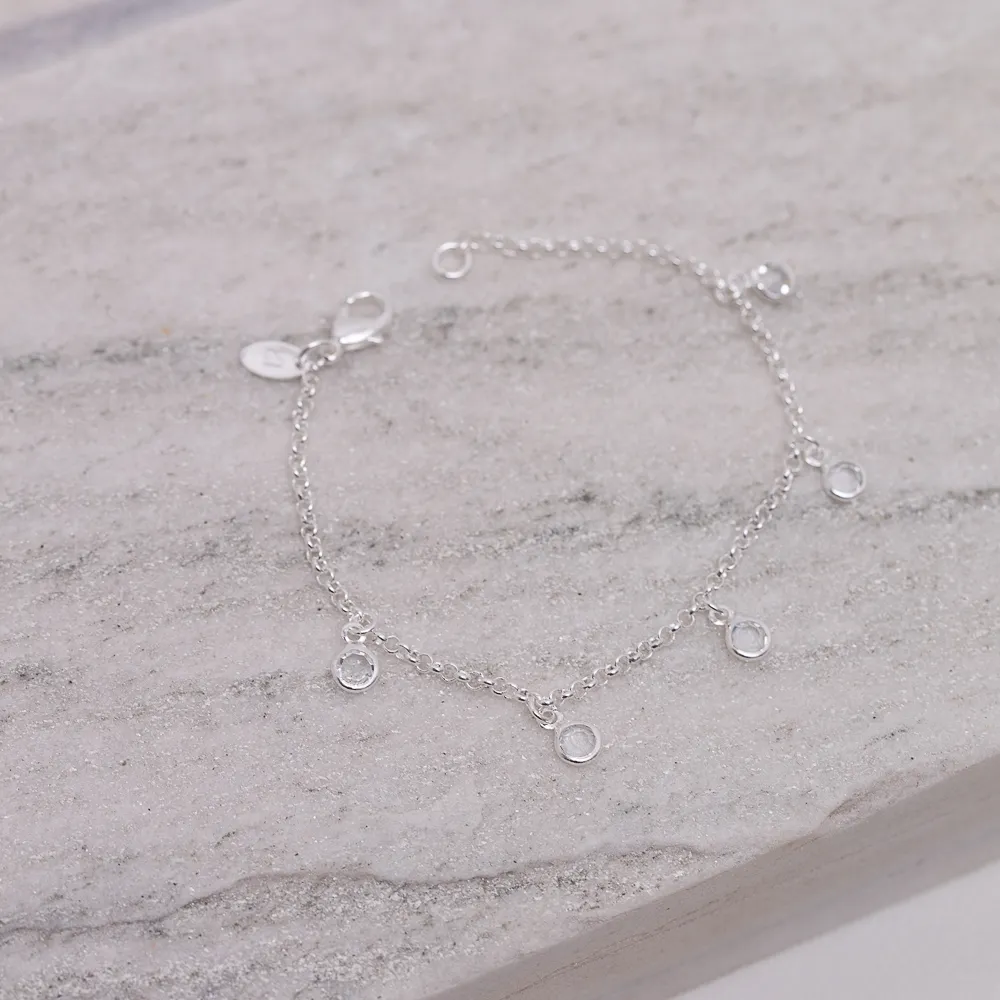 PULSEIRA INFANTIL CRISTAIS  BANHO PRATA