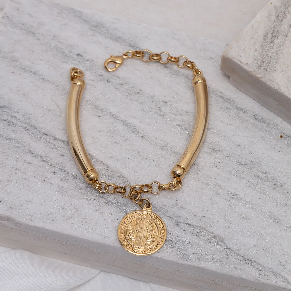 PULSEIRA DE SÃO BENTO BANHO OURO 18K