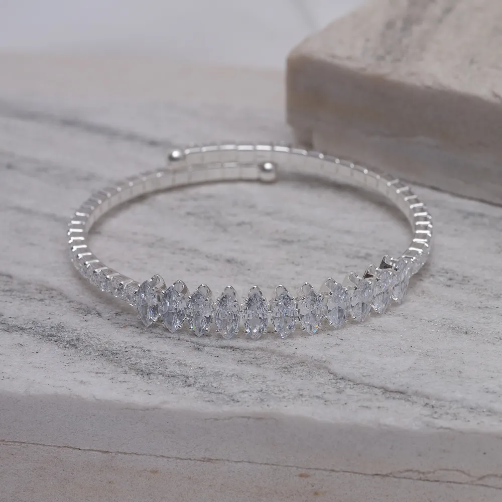 BRACELETE ZIRCÔNIA FLEXIVEL BANHO PRATA