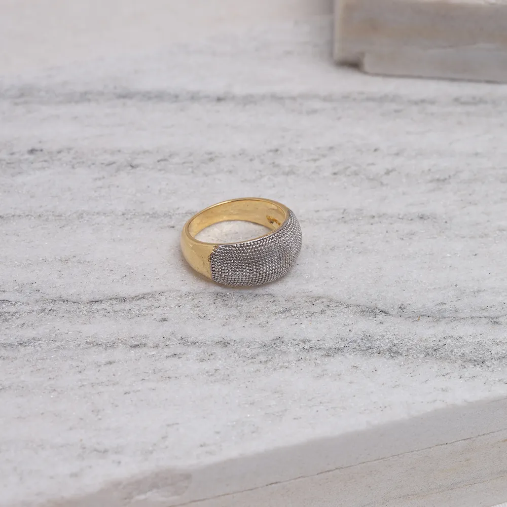 ANEL COM CANETA RÓDIO BRANCO BANHO OURO 18K