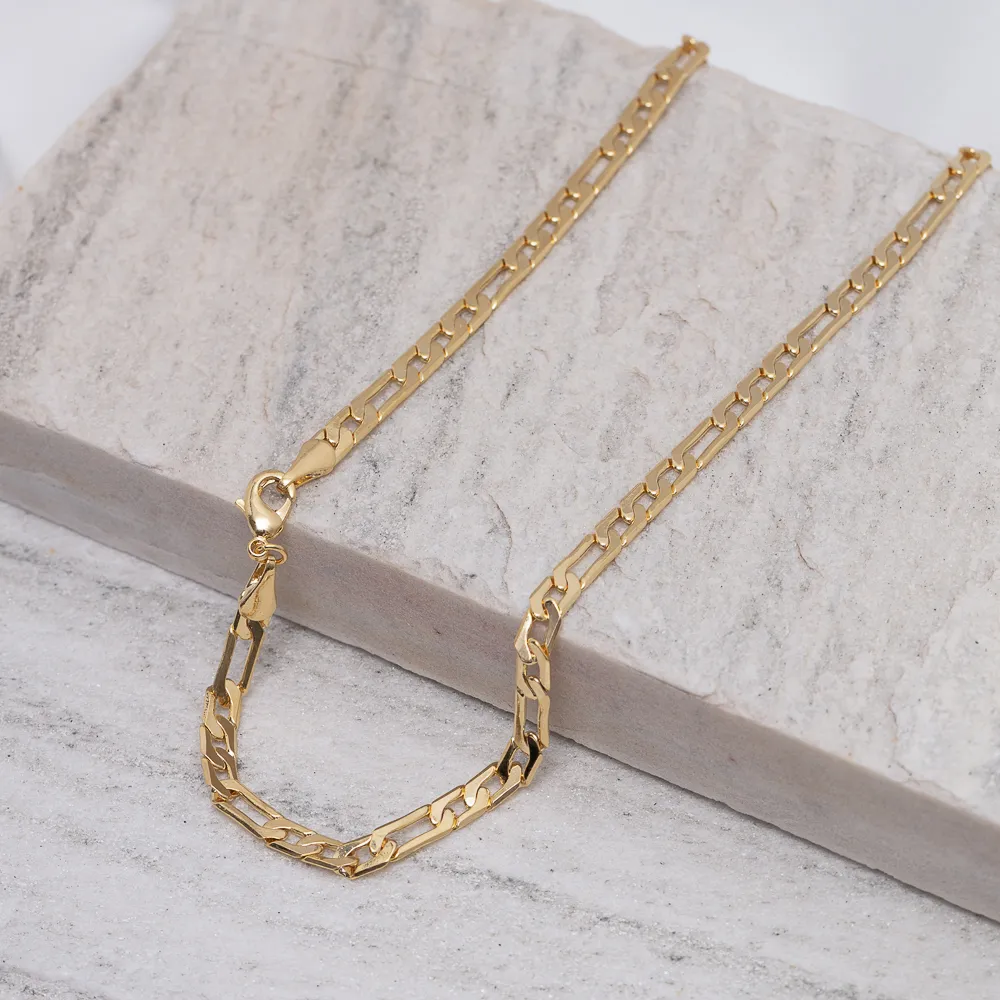 CORRENTE MASCULINA FIGARO BANHO OURO 18K