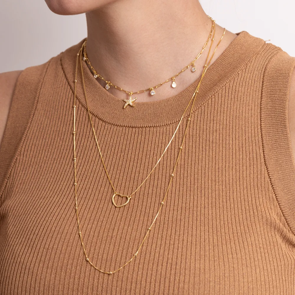 COLAR LONGO VENEZIANA COM BOLINHAS BANHO OURO 18K