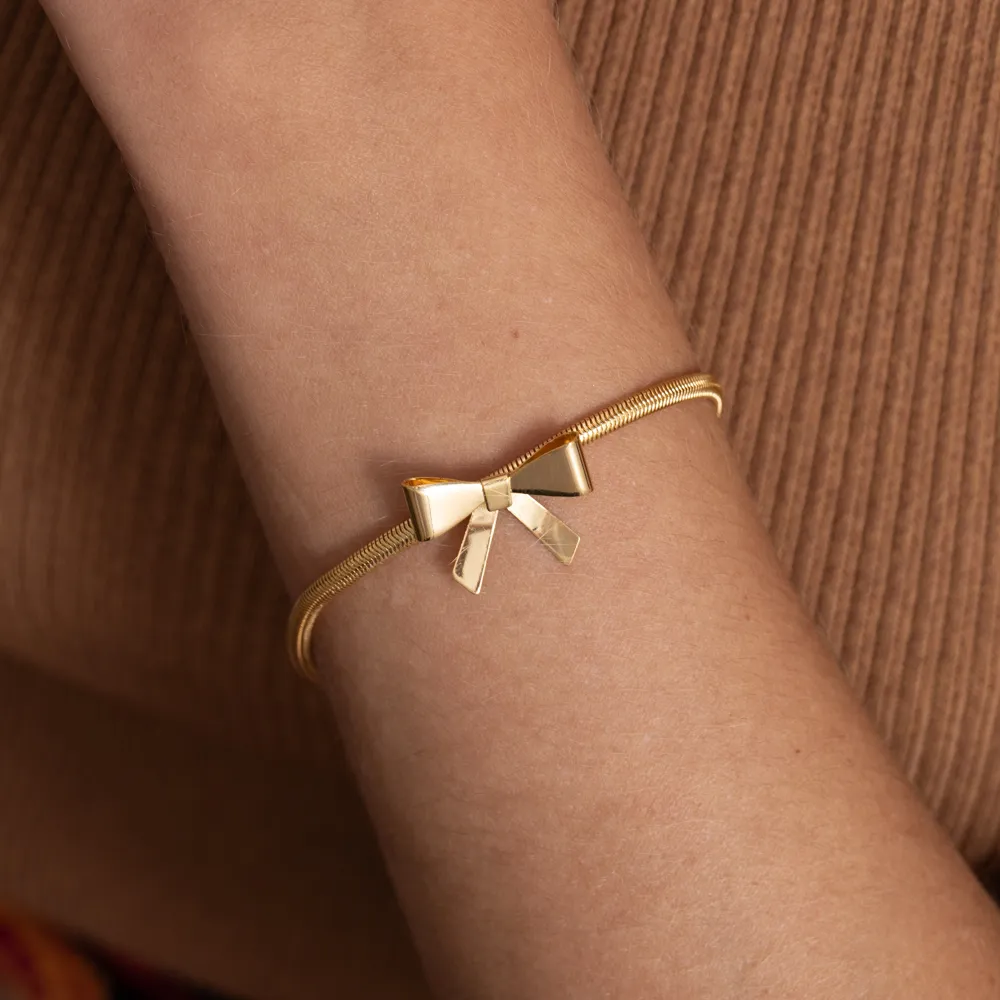 PULSEIRA FIO ALEMÃO COM LAÇO BANHO OURO 18K