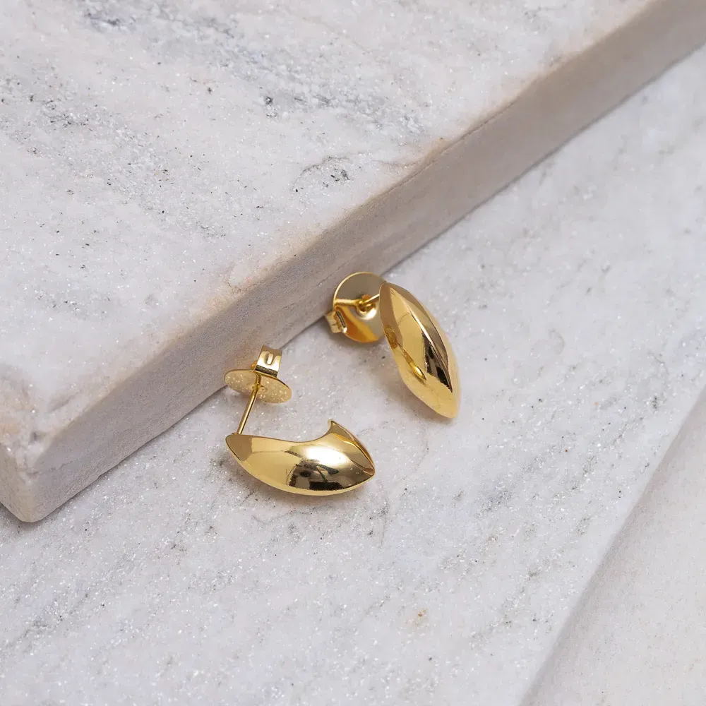 BRINCO ORGÂNICO ABAULADO LISO P BANHO OURO 18K