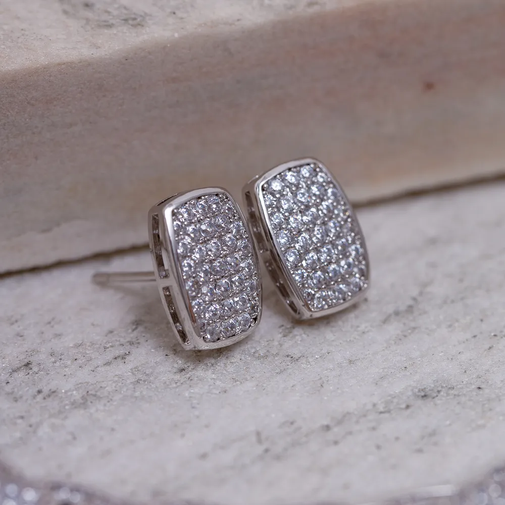 CONJUNTO GARGANTILHA E BRINCO CRAVEJADOS COM ZIRCÔNIAS BANHO RÓDIO BRANCO
