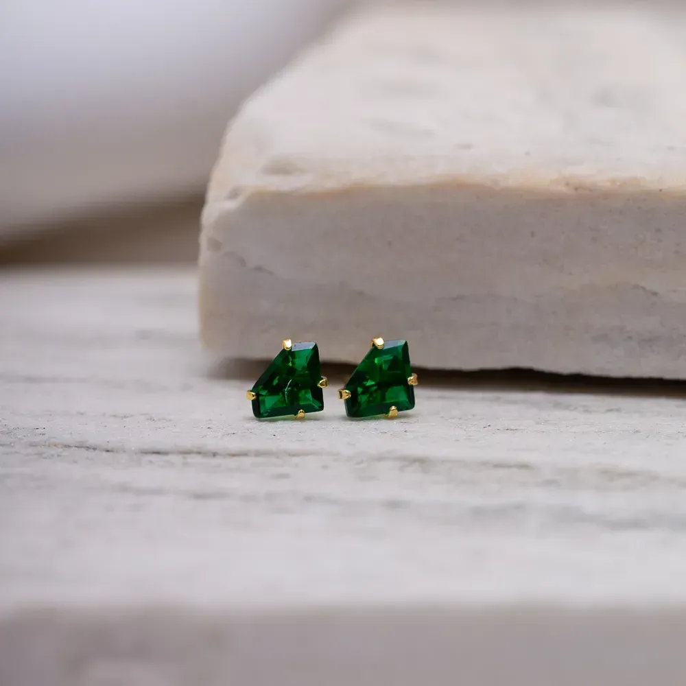 BRINCO PONTO DE LUZ DIAMOND COM ZIRCÔNIA VERDE BANHO OURO 18K