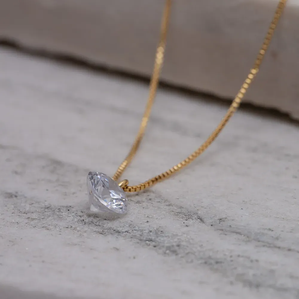 COLAR PONTO DE LUZ  COM ZIRCÔNIA CRISTAL M BANHO OURO 18K