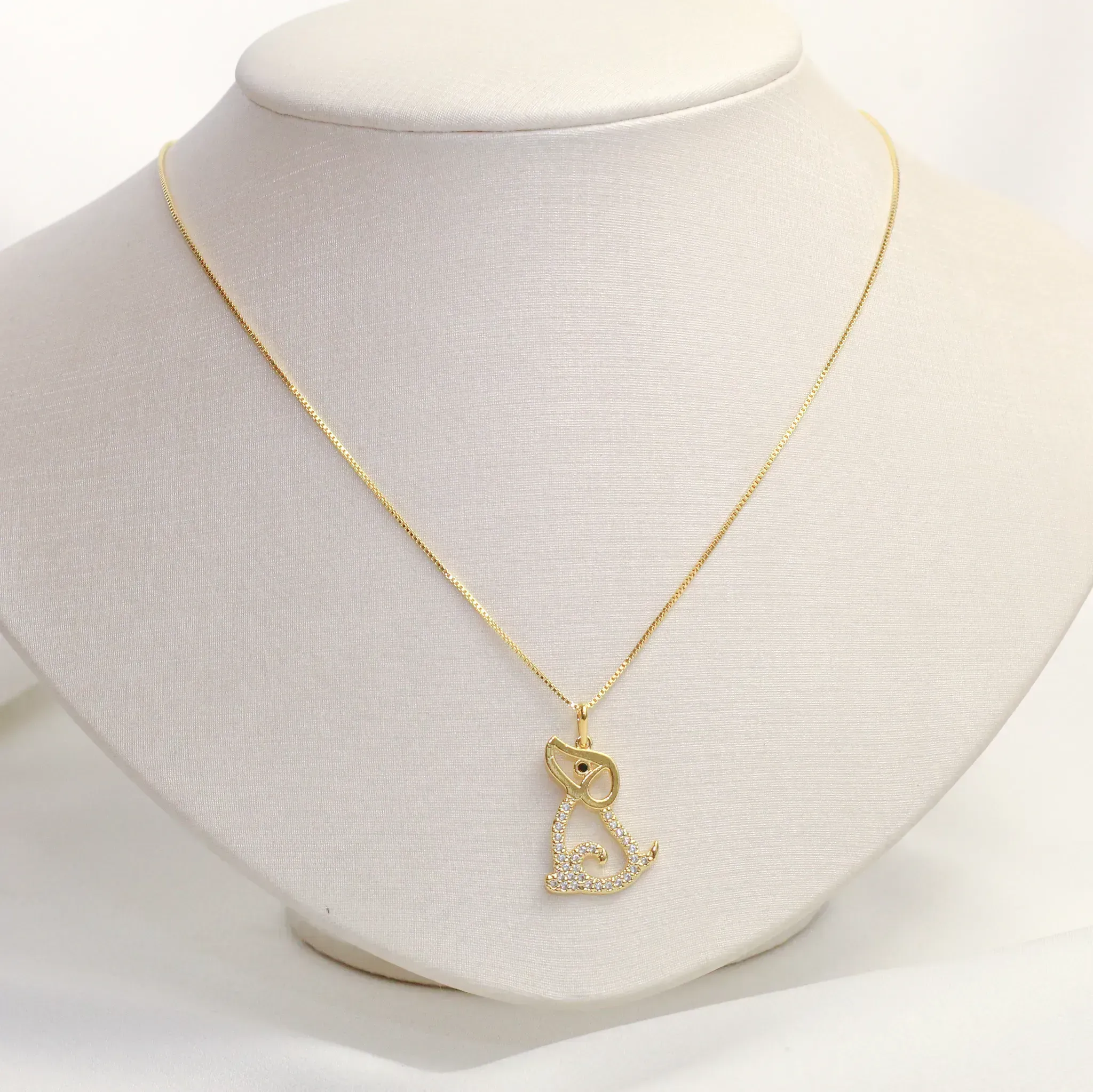 COLAR CACHORRO CRAVEJADO COM ZIRCÔNIAS CRISTAIS BANHO OURO 18K