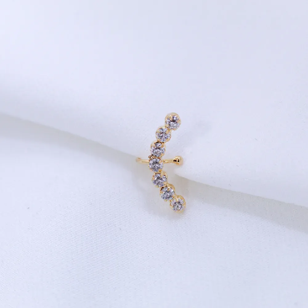 BRINCO FAKE CRAVEJADO COM ZIRCÔNIAS CRISTAIS BANHO OURO 18K