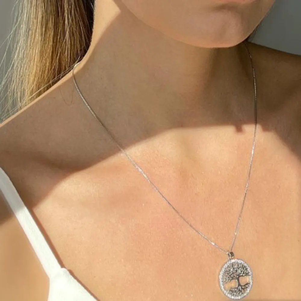 CONJUNTO ÁRVORE DA VIDA COM ZIRCÔNIAS BANHO PRATA