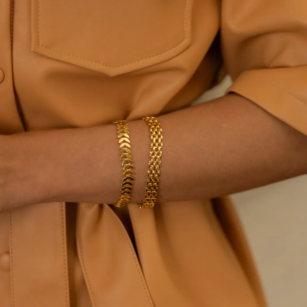PULSEIRA ESTILO RELÓGIO FECHO GAVETA BANHO OURO 18K