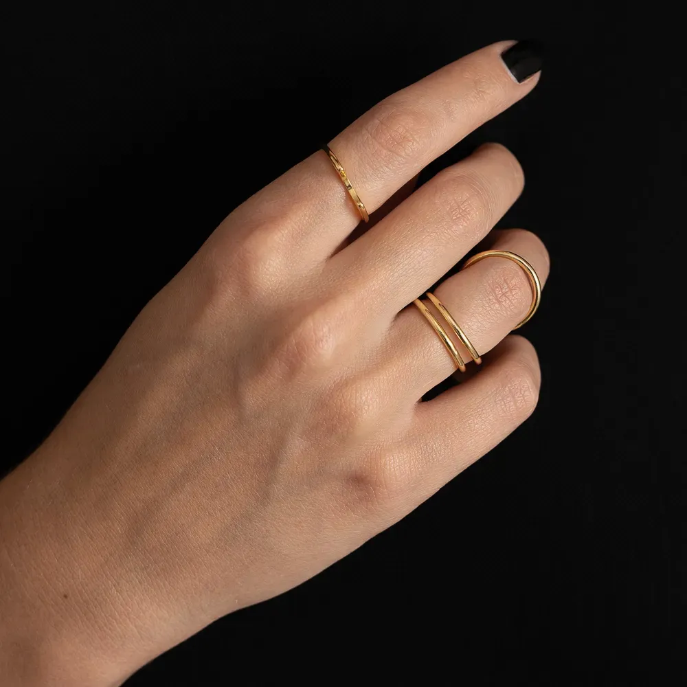 ANEL GATINHO LISO BANHO OURO 18K
