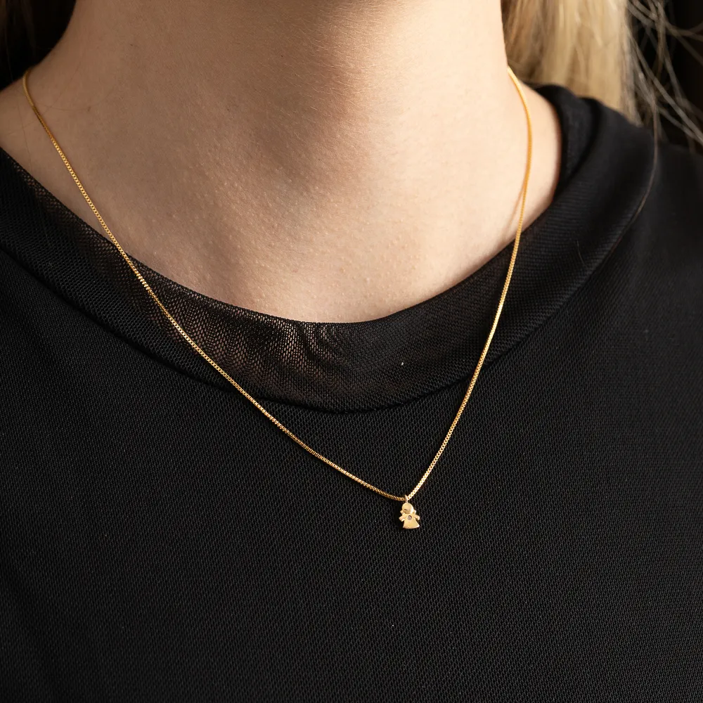 COLAR FILHOS MENINA MINI LISO BANHO OURO 18K