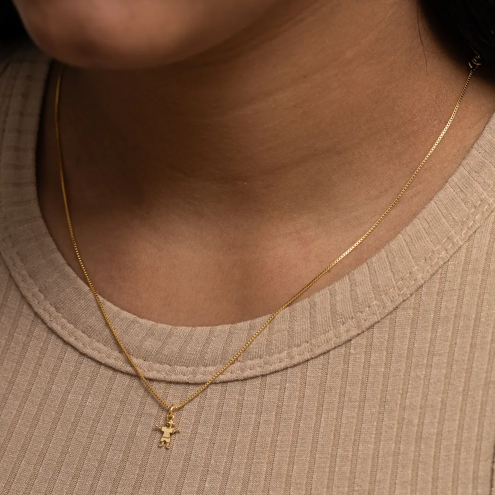 COLAR FILHOS MENINO P LISO BANHO OURO 18K