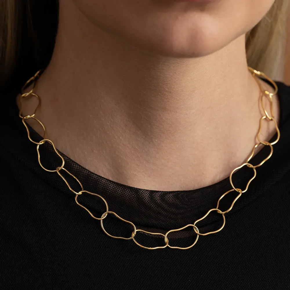 COLAR ELOS IRREGULARES BANHO OURO 18K