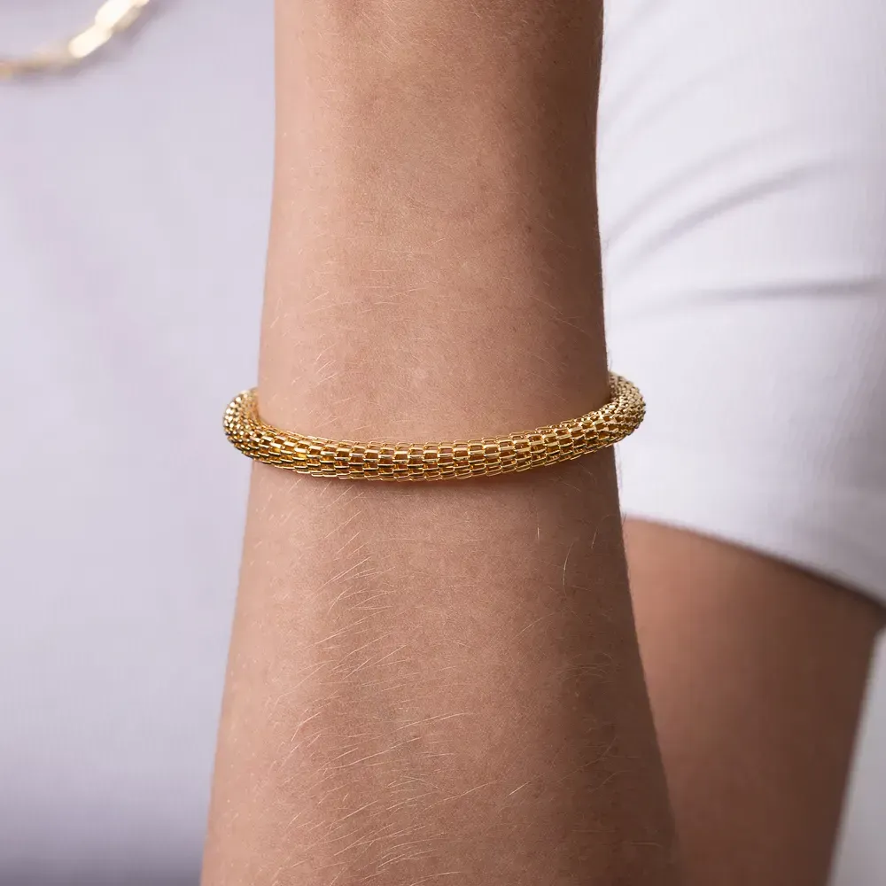 PULSEIRA OCA ARAMADA MÉDIA BANHO OURO 18K