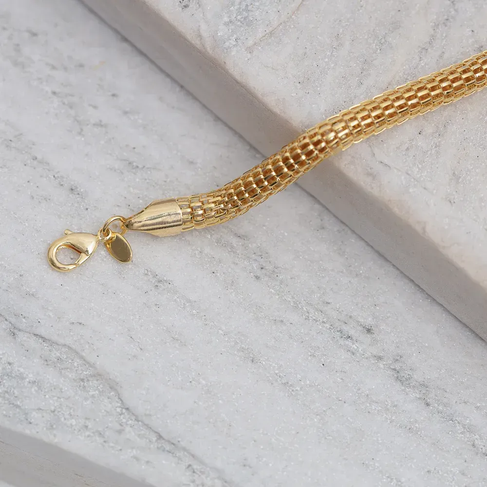 PULSEIRA OCA ARAMADA MÉDIA BANHO OURO 18K