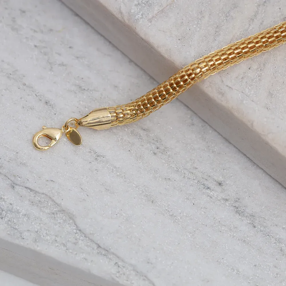 PULSEIRA OCA ARAMADA MÉDIA BANHO OURO 18K