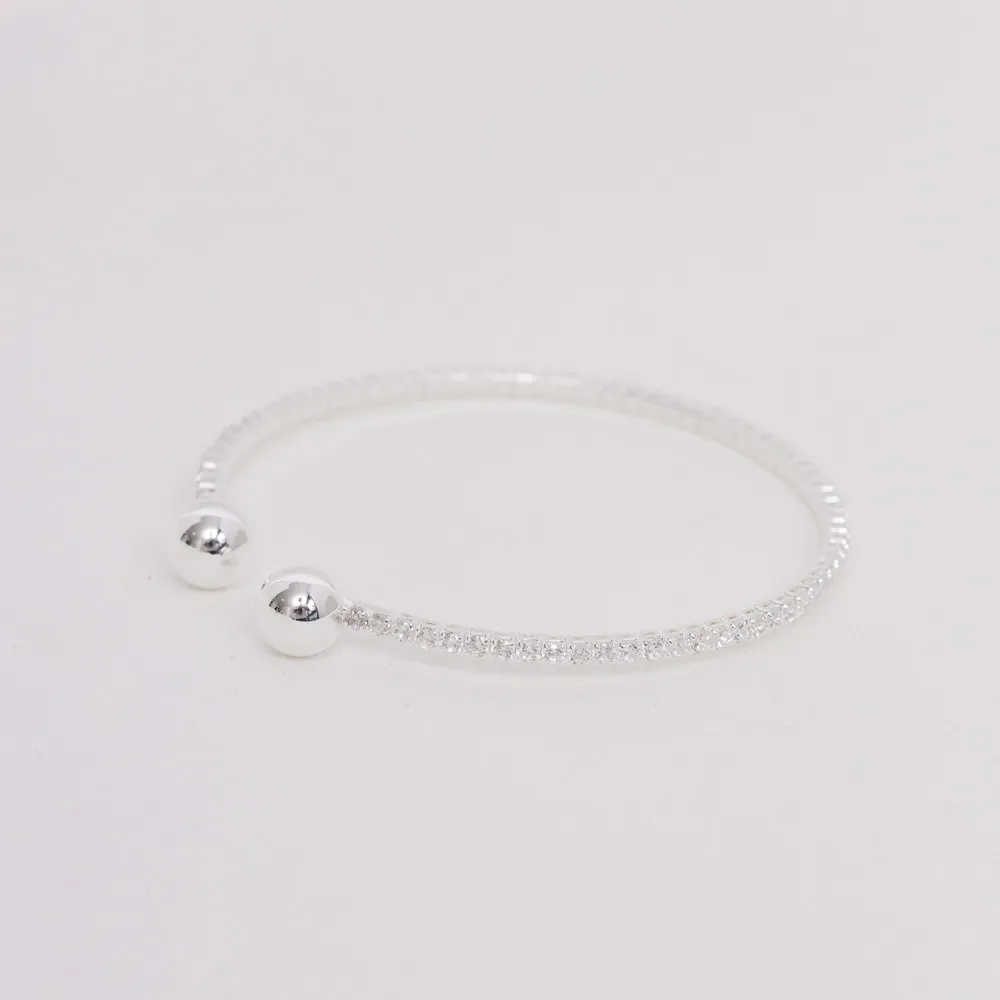 BRACELETE  ZIRCÔNIA COM BOLA BANHO PRATA