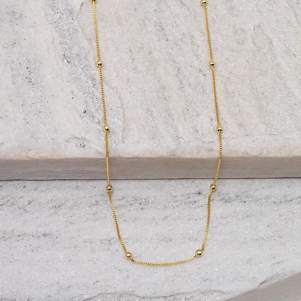 COLAR LONGO VENEZIANA COM BOLINHAS BANHO OURO 18K