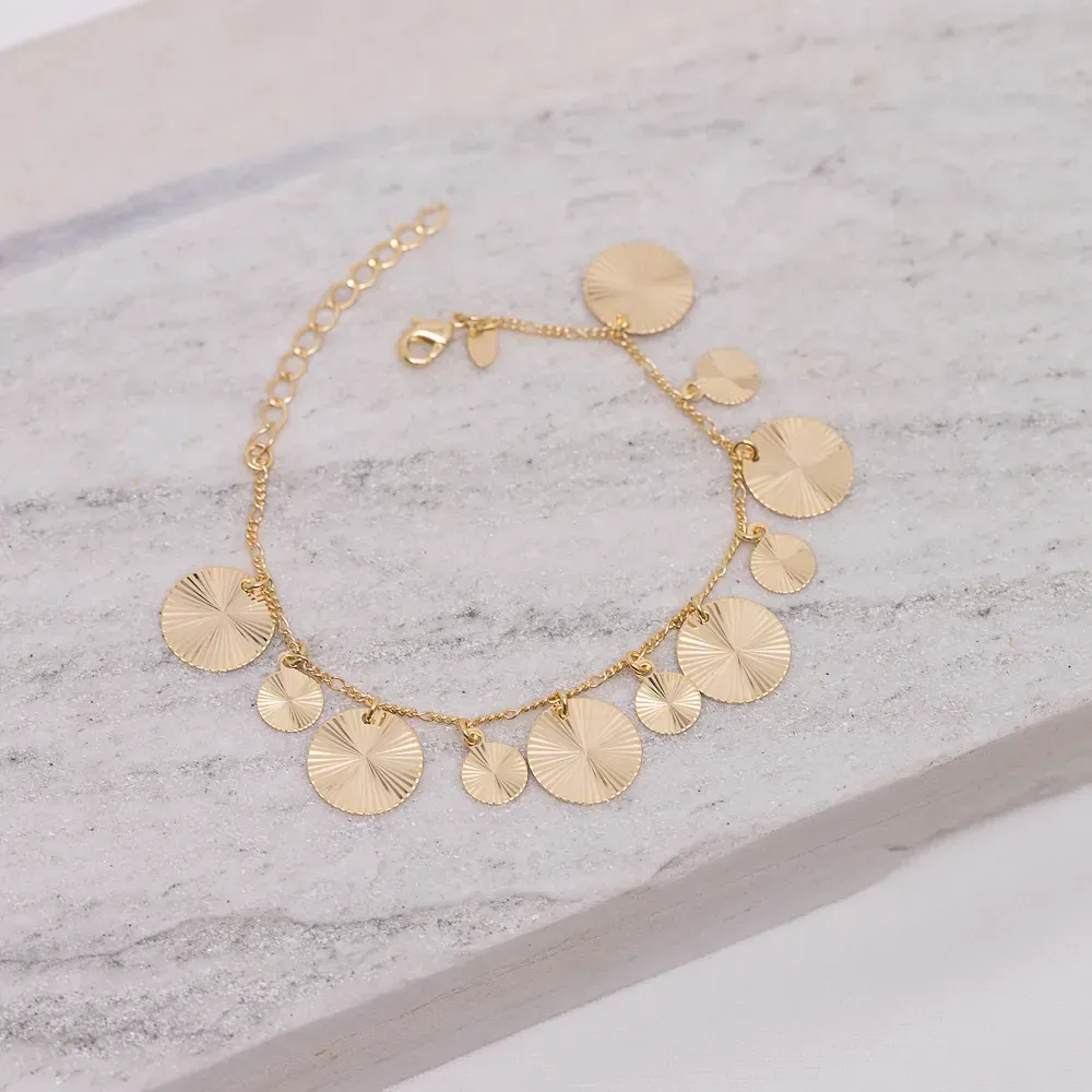 PULSEIRA CÍRCULOS DIAMANTADOS BANHO OURO 18K