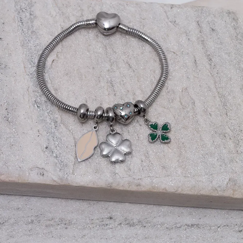 PULSEIRA COM 5 BERLOQUES 18CM AÇO INOX