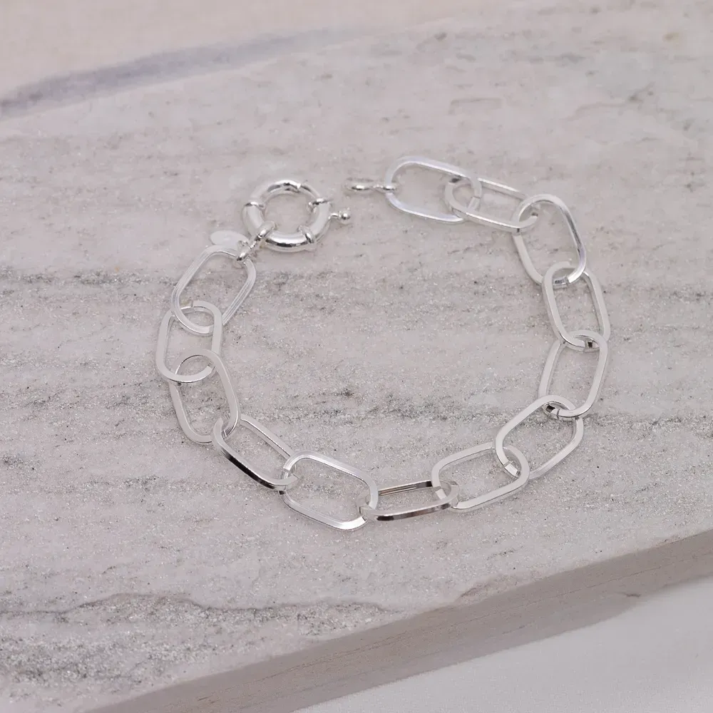 PULSEIRA ELO CORRENTE FINA COM FECHO BÓIA BANHO PRATA