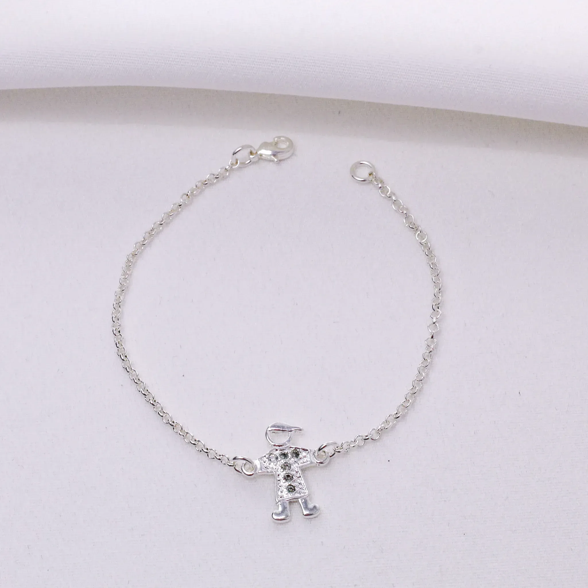 PULSEIRA FILHOS MENINO COM ZIRCÔNIAS BANHO PRATA