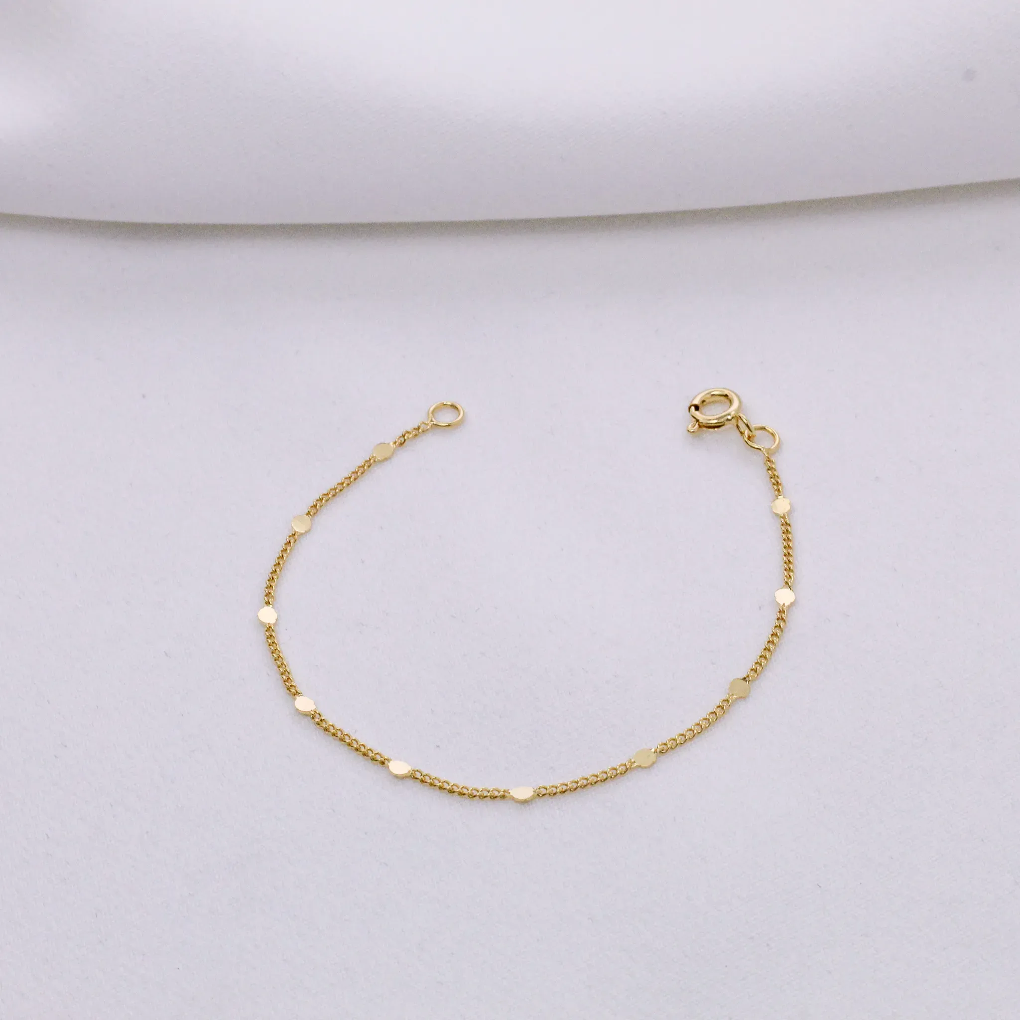 PULSEIRA INFANTIL CHAPINHA BOLINHA BANHO OURO 18K