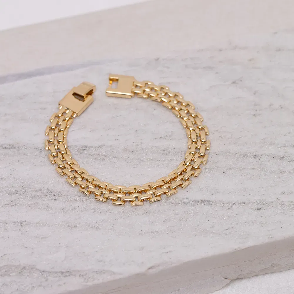 PULSEIRA ESTILO RELÓGIO FECHO GAVETA BANHO OURO 18K