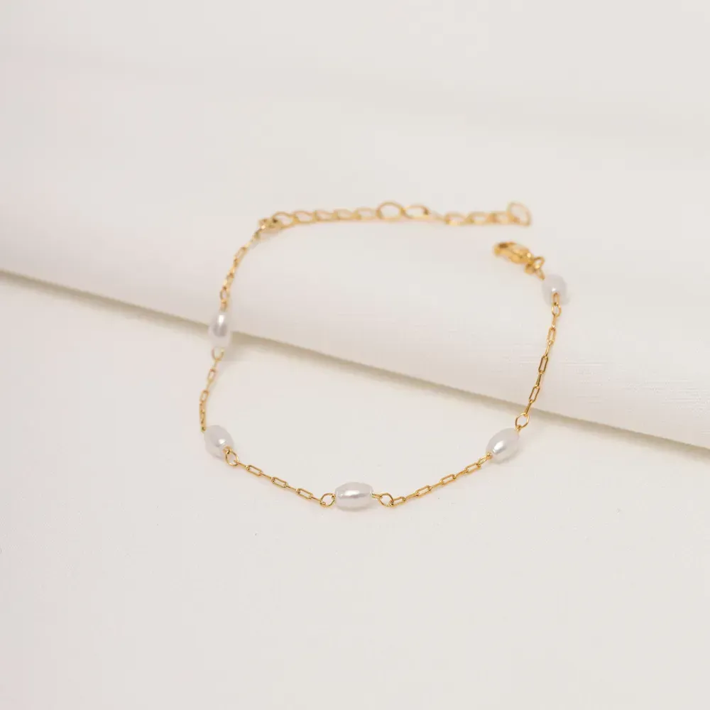 PULSEIRA PÉROLAS P BANHO OURO 18K