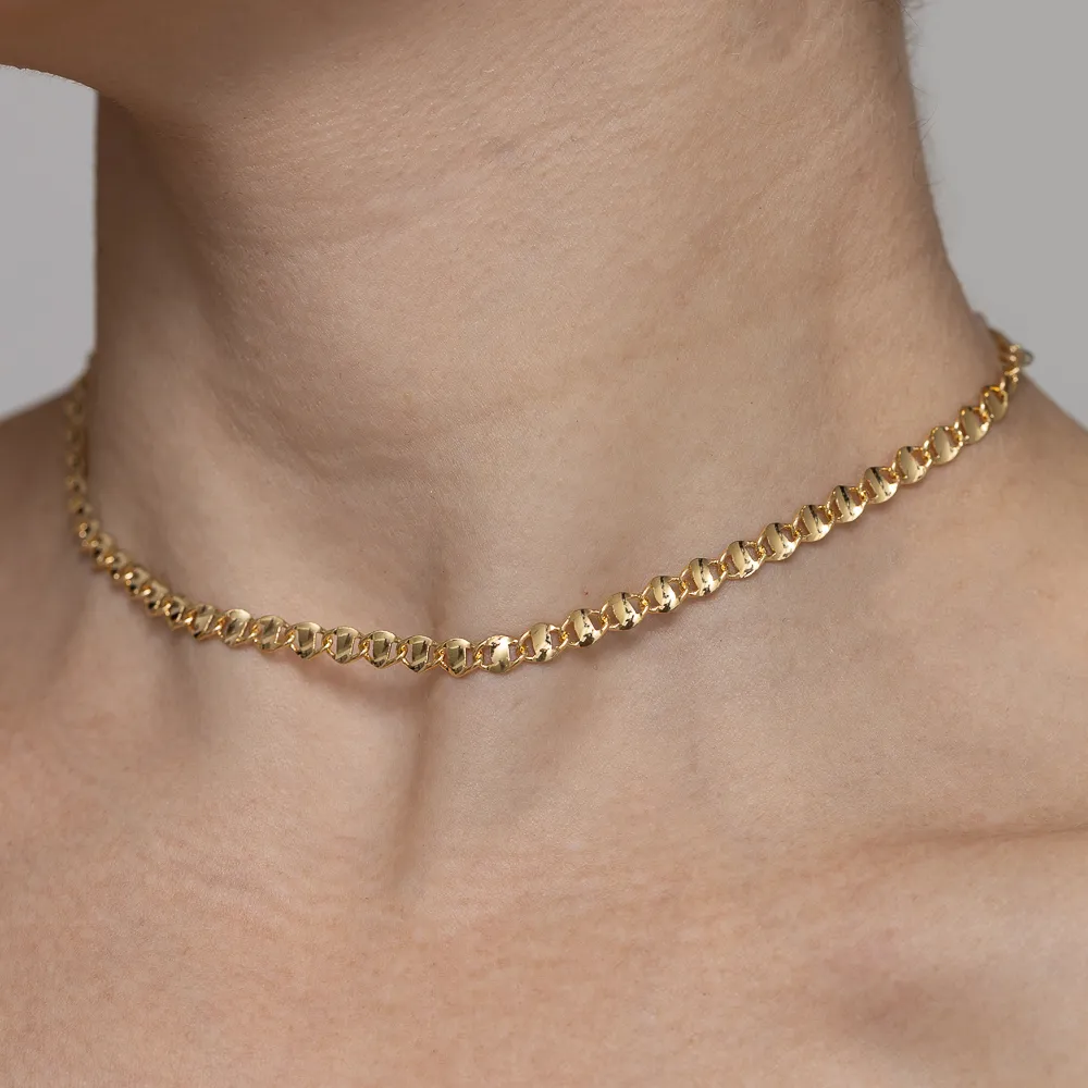 CHOKER ELOS PIASTRINE BANHO OURO 18K