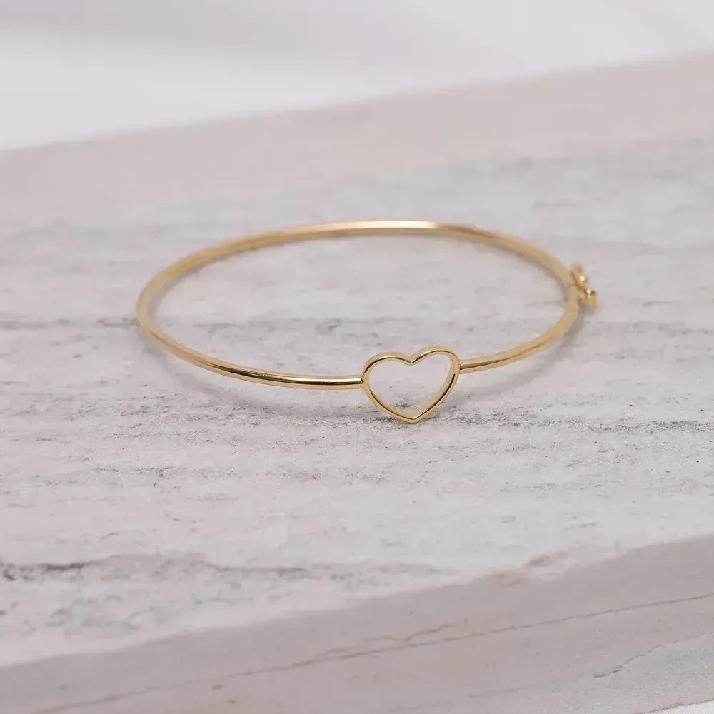BRACELETE CORAÇÃO FECHO JOIA BANHO OURO 18K