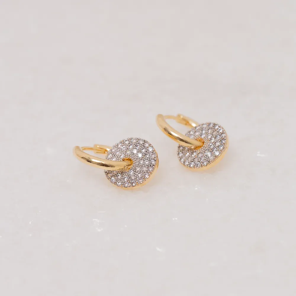 BRINCO ARGOLA PINGENTE ZIRCÔNIA COM CANETA DE RÓDIO BRANCO BANHO OURO 18K