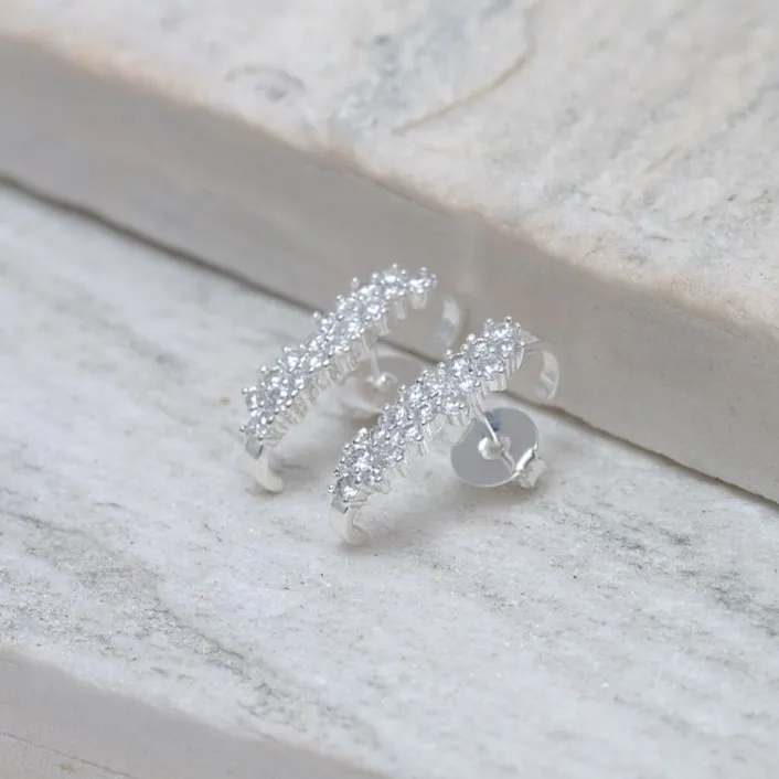 BRINCO EAR CUFF ANA CRAVEJADO COM ZIRCÔNIAS CRISTAIS BANHO PRATA