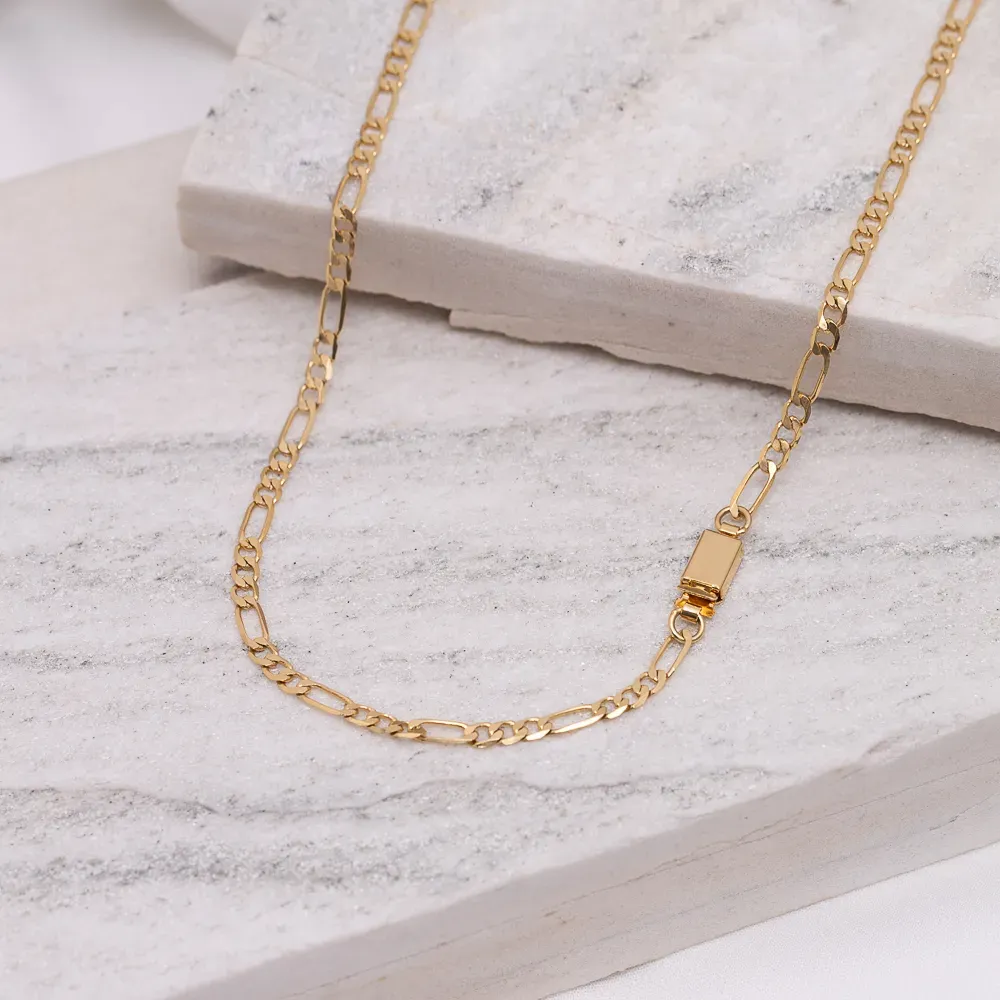 CORRENTE MASCULINA 3X1 FECHO GAVETA BANHO OURO 18K
