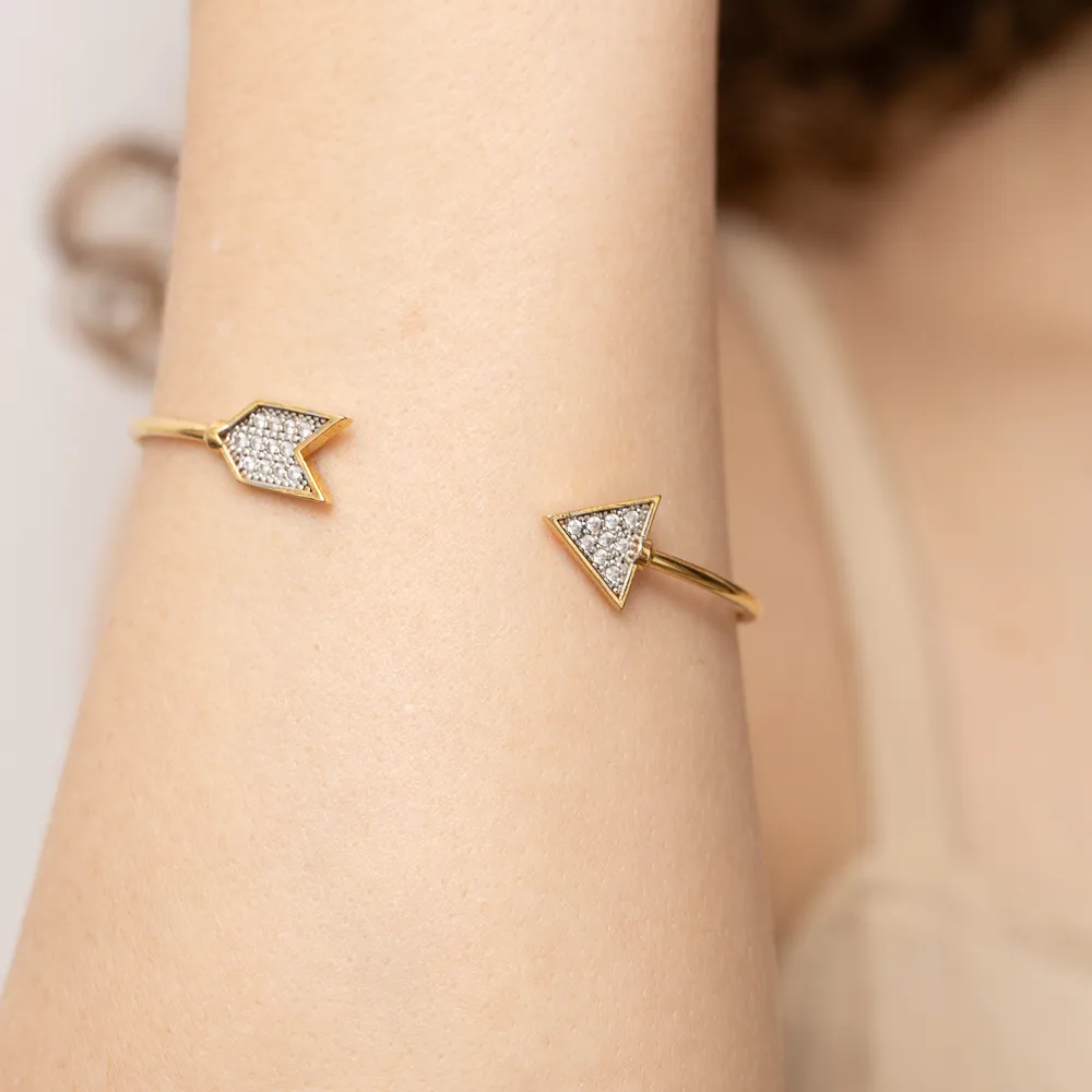 PULSEIRA BRACELETE FLECHA COM CANETA RÓDIO BRANCO BANHO OURO 18K