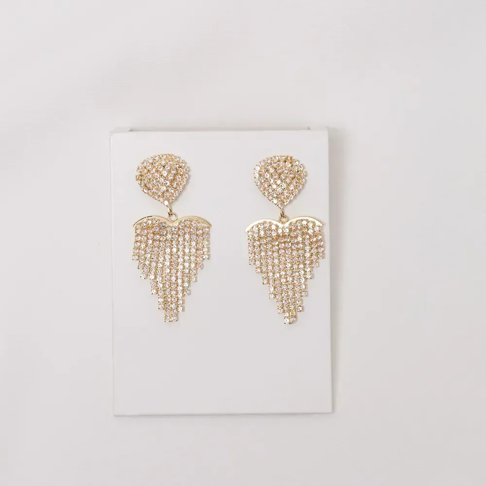 BRINCO FESTA FRANJA COM ZIRCÔNIAS CRISTAIS BANHO OURO 18K
