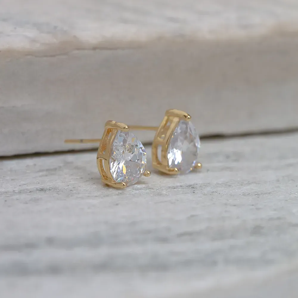 BRINCO PONTO DE LUZ GOTA CRISTAL BANHO OURO 18K