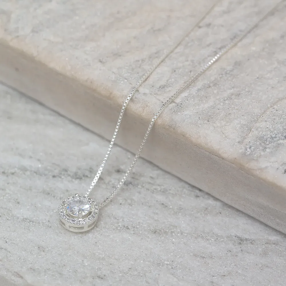 COLAR PONTO DE LUZ CRISTAL BANHO PRATA