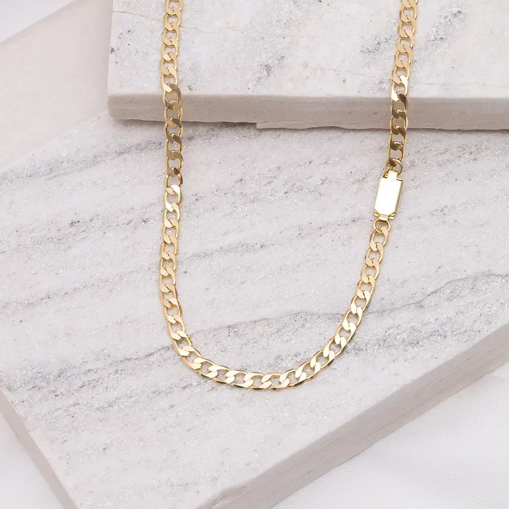 CORRENTE MASCULINA ELOS GRUMET 4,8MM BANHO OURO 18K