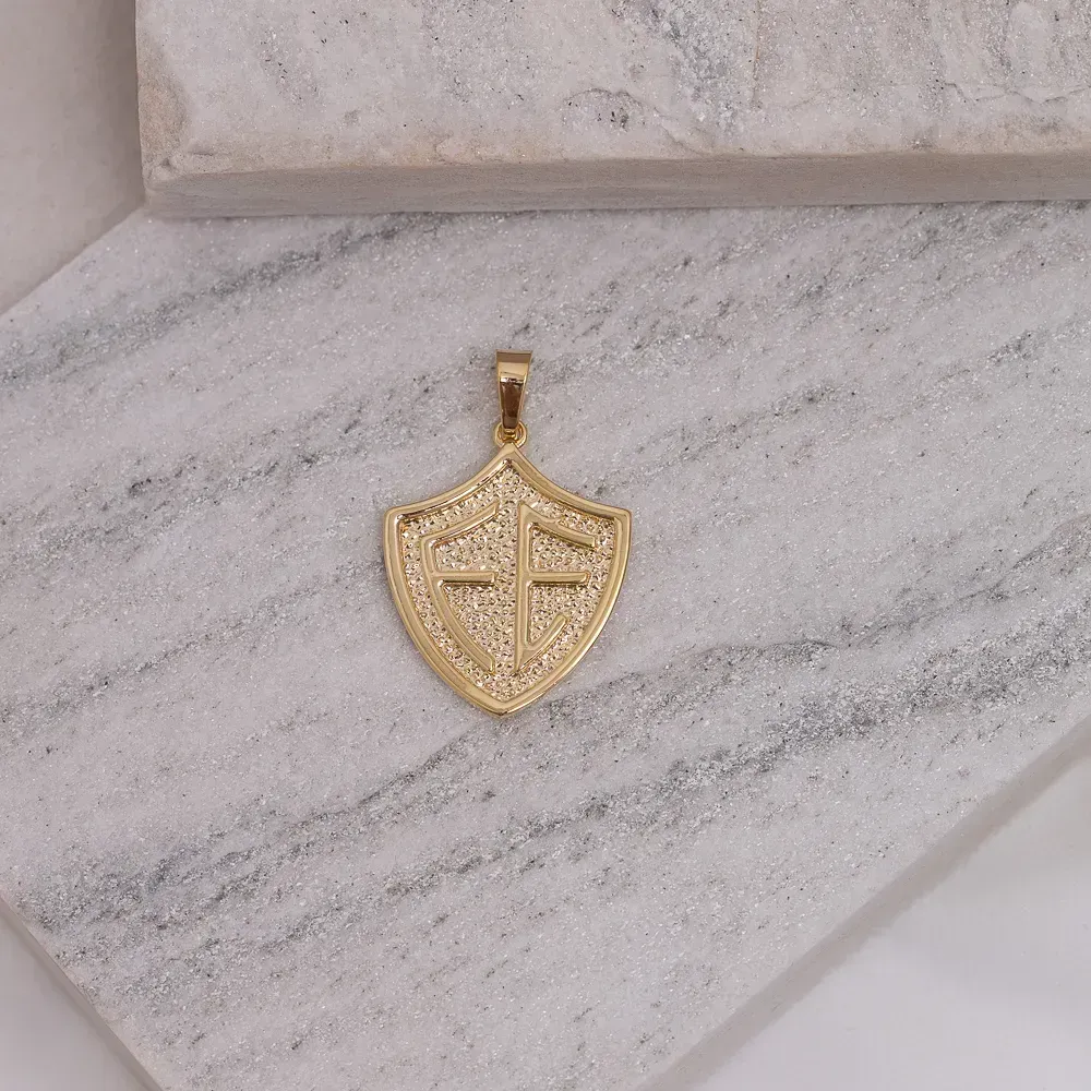 PINGENTE ESCUDO DA FÉ BANHO OURO 18K