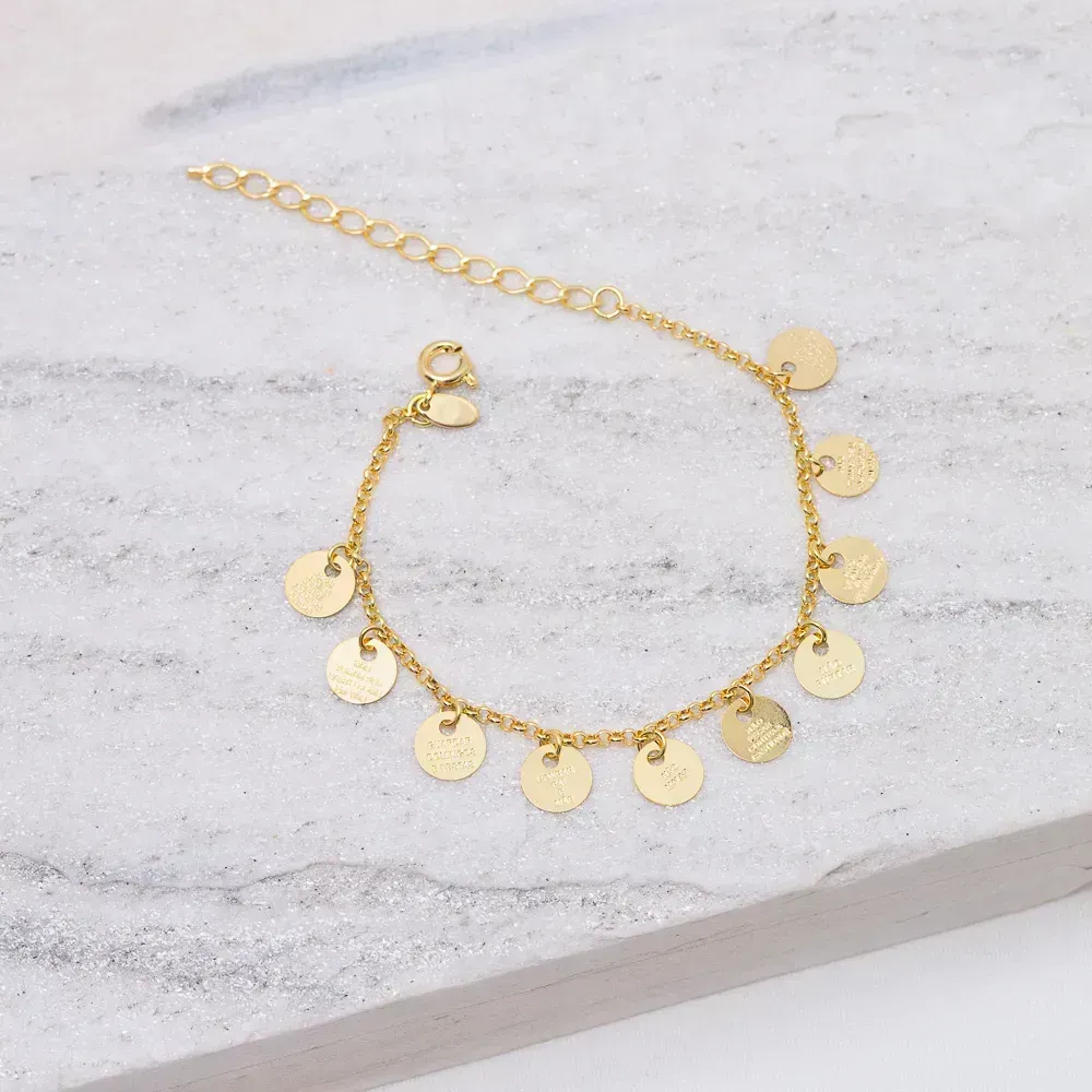 PULSEIRA 10 MANDAMENTOS BANHO OURO 18K