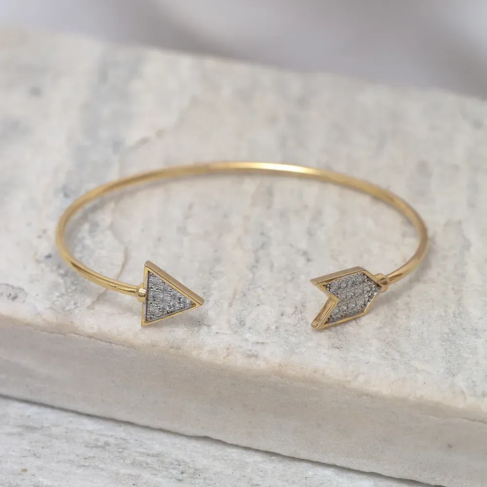 PULSEIRA BRACELETE FLECHA COM CANETA RÓDIO BRANCO BANHO OURO 18K