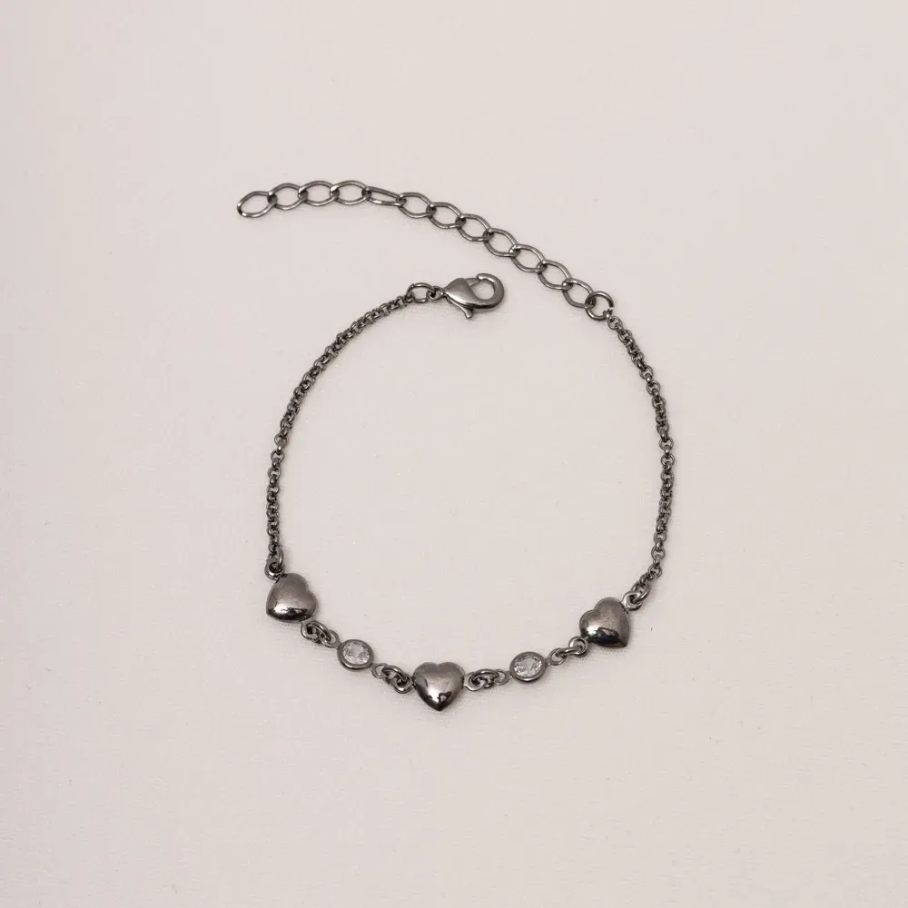 PULSEIRA INFANTIL CORAÇÃO COM ZIRCÔNIA BANHO RÓDIO NEGRO
