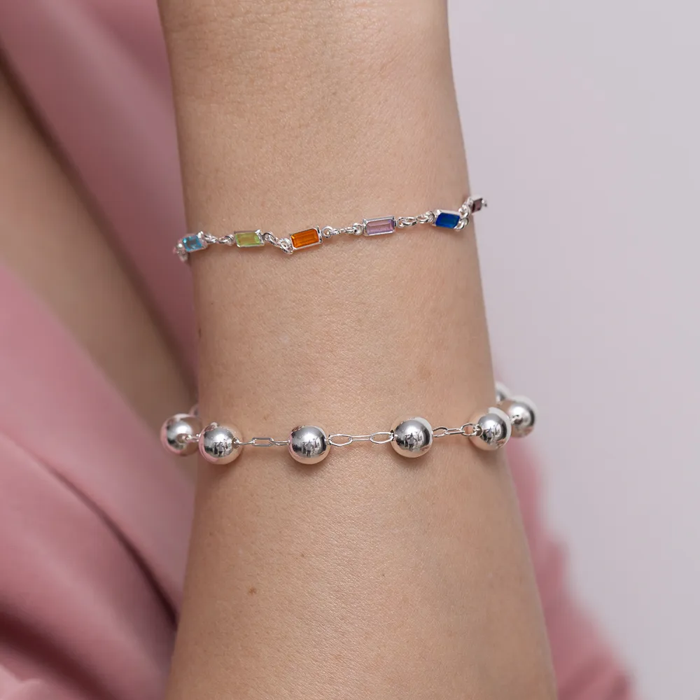 PULSEIRA BOLINHAS LISAS M ELOS CARTIER BANHO PRATA