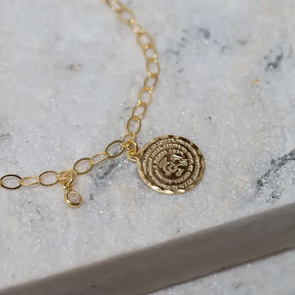 PULSEIRA ANJO PROTETOR COM PEDRA CRISTAL BANHO OURO 18K