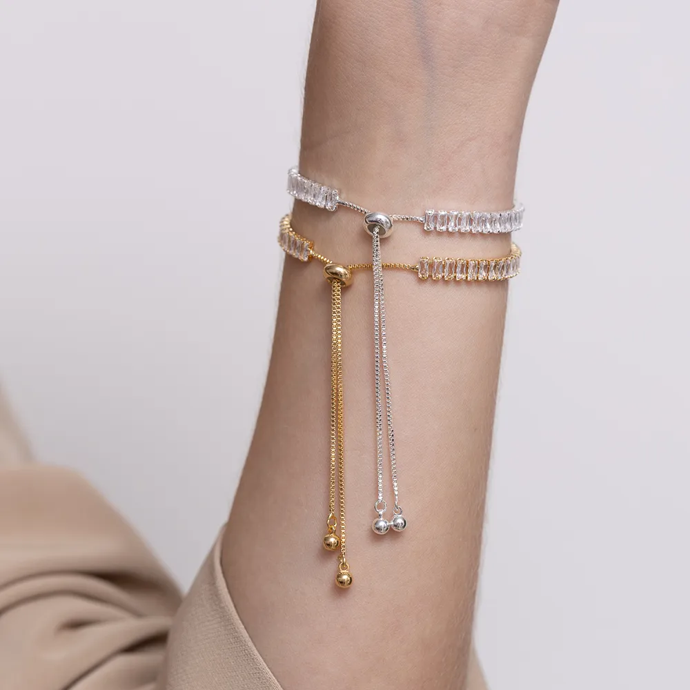 PULSEIRA RIVIERA CRISTAL REGULÁVEL COM CORAÇÃO BANHO OURO 18K
